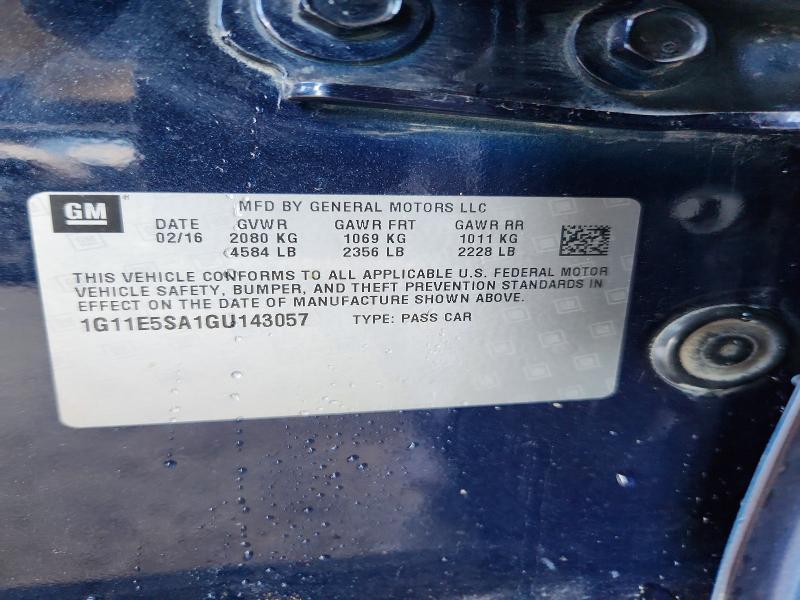Продаж на аукціоні авто 2016 Chevrolet Malibu Limited, vin: 1G11E5SA1GU143057, номер лоту: 65542406