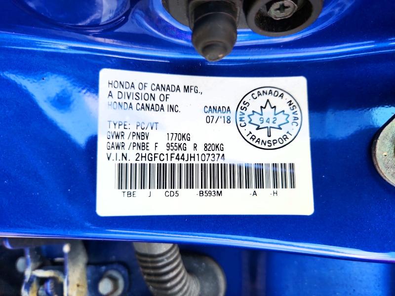 Aukcja sprzedaży 2018 Honda Civic, vin: 2HGFC1F44JH107374, numer aukcji: 64724846