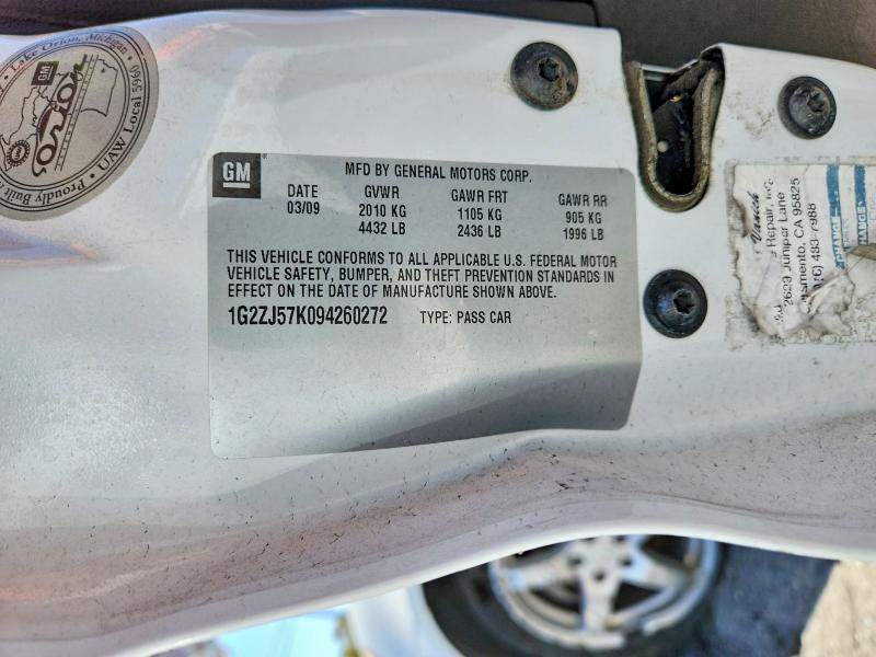 63021376 :رقم المزاد ، 1G2ZJ57K094260272 vin ، 2009 Pontiac G6 مزاد بيع