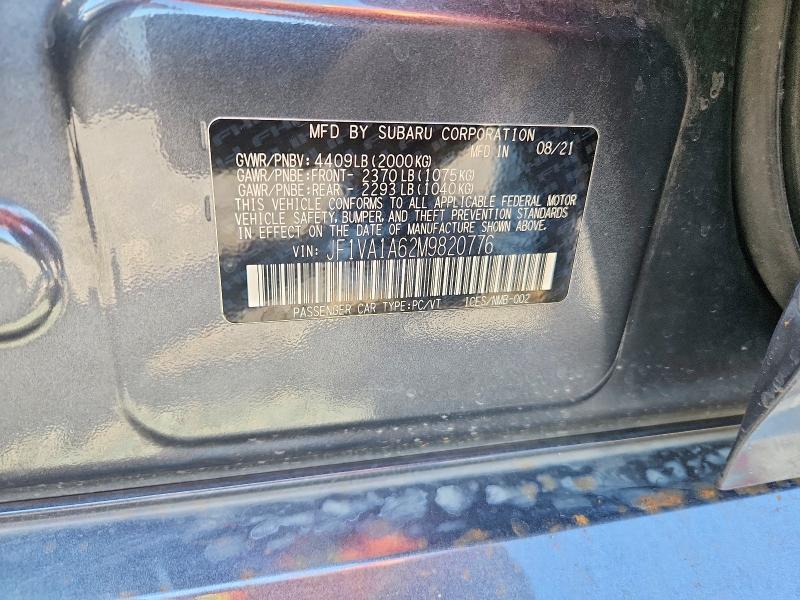 Продаж на аукціоні авто 2021 Subaru Wrx, vin: JF1VA1A62M9820776, номер лоту: 67141226