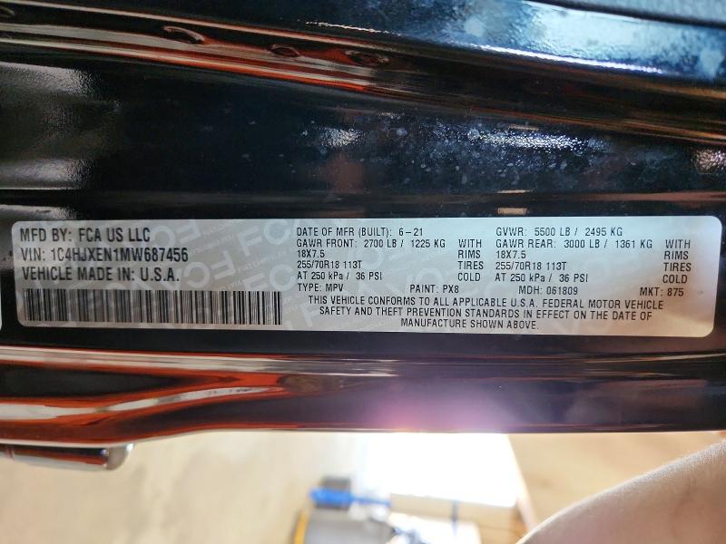 Aukcja sprzedaży 2021 Jeep Wrangler Unlimited, vin: 1C4HJXEN1MW687456, numer aukcji: 66387686