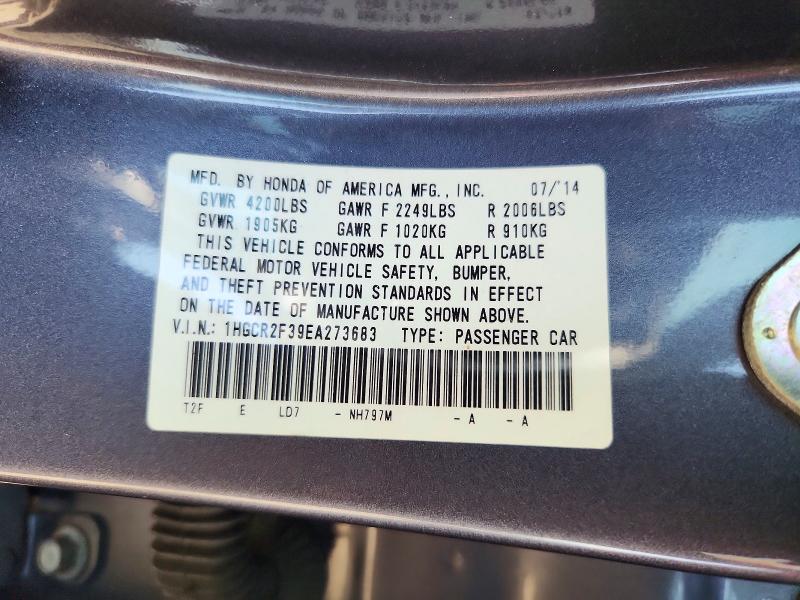 66190046 :رقم المزاد ، 1HGCR2F39EA273683 vin ، 2014 Honda Accord مزاد بيع