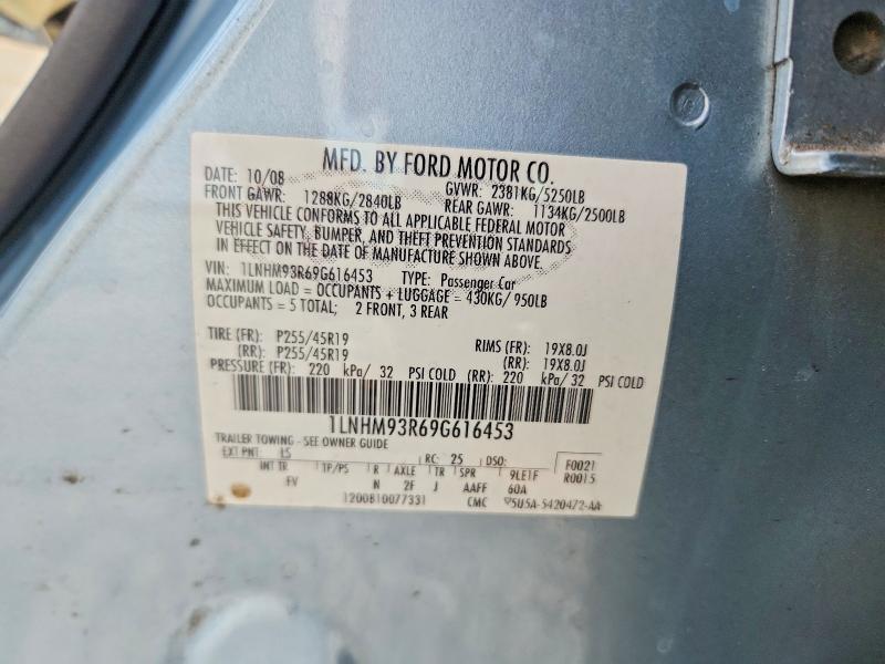 2009 Lincoln Mks მანქანა იყიდება აუქციონზე, vin: 1LNHM93R69G616453, აუქციონის ნომერი: 63921956