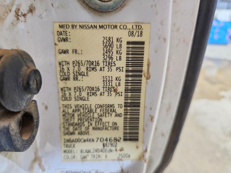 Aukcja sprzedaży 2019 Nissan Frontier, vin: 1N6AD0CW4KN704682, numer aukcji: 68199276