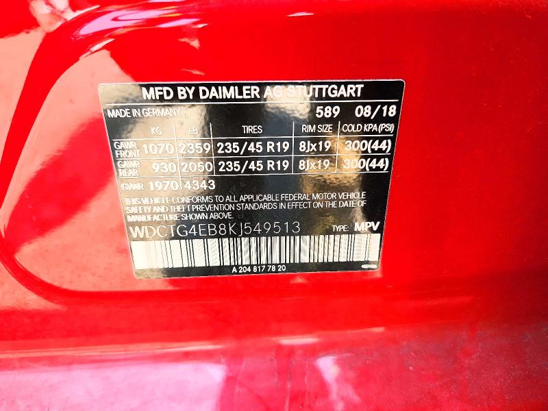Aukcja sprzedaży 2019 Mercedes-benz Gla, vin: WDCTG4EB8KJ549513, numer aukcji: 64143316