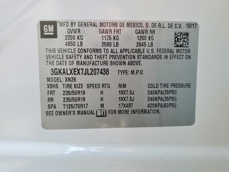 2018 Gmc Terrain მანქანა იყიდება აუქციონზე, vin: 3GKALXEX7JL207438, აუქციონის ნომერი: 63119406
