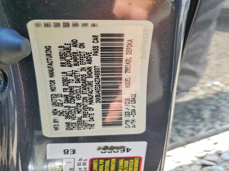 63933886 :رقم المزاد ، 1NXBU4EE2AZ346937 vin ، 2010 Toyota Corolla مزاد بيع
