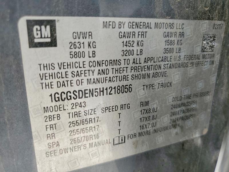 2017 Chevrolet Colorado მანქანა იყიდება აუქციონზე, vin: 1GCGSDEN5H1218056, აუქციონის ნომერი: 63432356