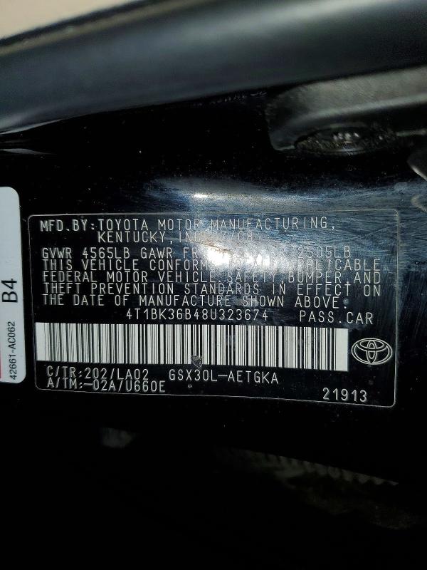 Aukcja sprzedaży 2008 Toyota Avalon, vin: 4T1BK36B48U323674, numer aukcji: 64616036