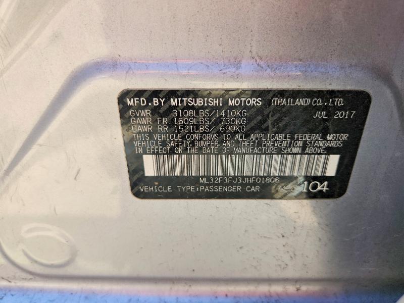 Aukcja sprzedaży 2018 Mitsubishi Mirage, vin: ML32F3FJ3JHF01806, numer aukcji: 65053356