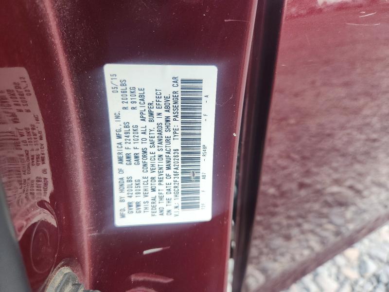 64594436 :رقم المزاد ، 1HGCR2F36FA202636 vin ، 2015 Honda Accord مزاد بيع