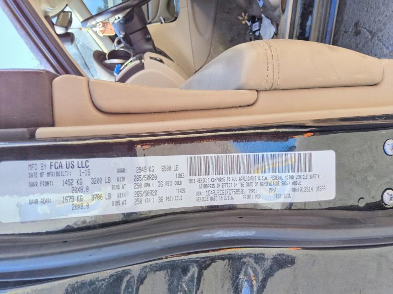 65737986 :رقم المزاد ، 1C4RJECG1FC759581 vin ، 2015 Jeep Grand Cherokee مزاد بيع