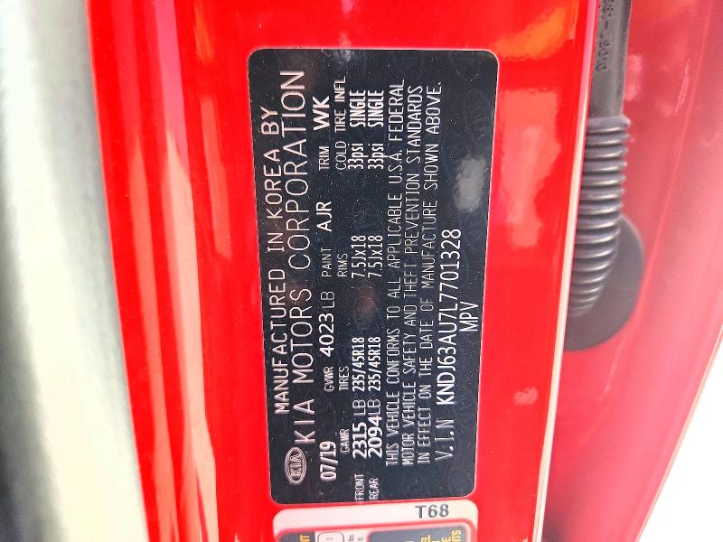 66000236 :رقم المزاد ، KNDJ63AU7L7701328 vin ، 2020 Kia Soul مزاد بيع