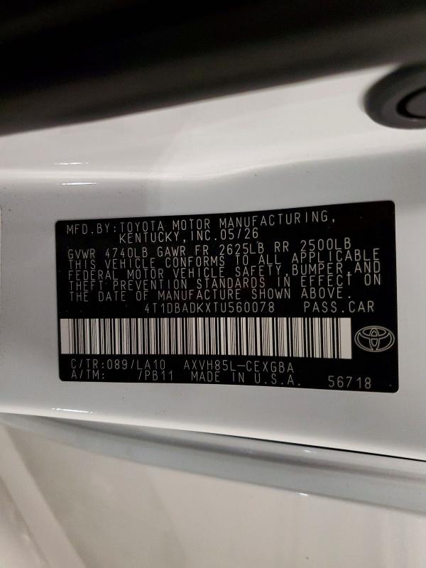 Продажа на аукционе авто 2026 Toyota Camry, vin: 4T1DBADKXTU560078, номер лота: 63534576