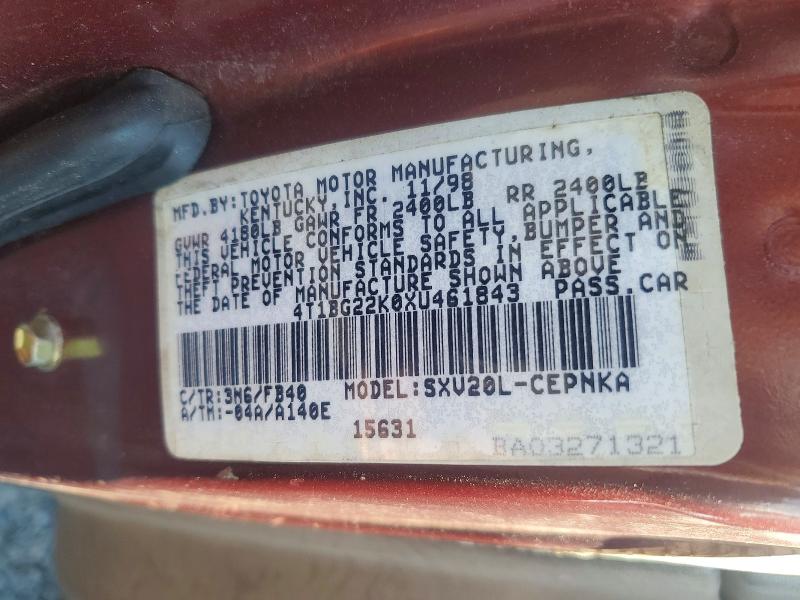 Продажа на аукционе авто 1999 Toyota Camry, vin: 4T1BG22K0XU461843, номер лота: 65750666