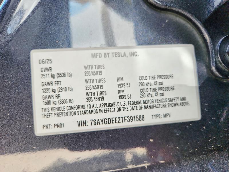 Aukcja sprzedaży 2026 Tesla Model Y, vin: 7SAYGDEE2TF391588, numer aukcji: 59013726