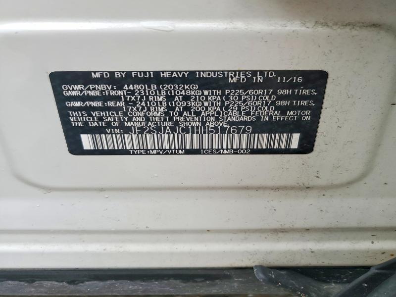 2017 Subaru Forester მანქანა იყიდება აუქციონზე, vin: JF2SJAJC1HH517679, აუქციონის ნომერი: 64555526