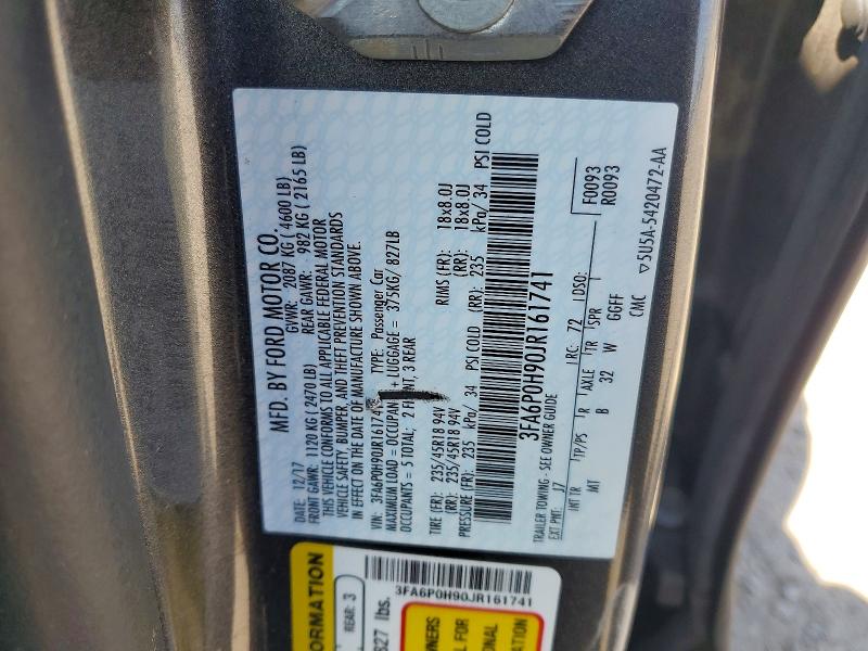 Aukcja sprzedaży 2018 Ford Fusion, vin: 3FA6P0H90JR161741, numer aukcji: 64959936