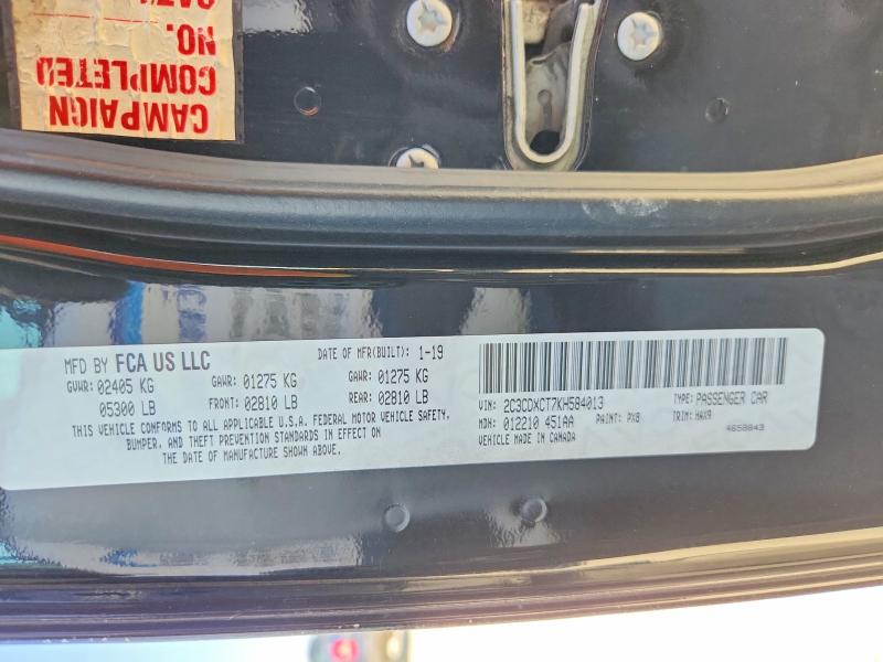 Auction sale of the 2019 Dodge Charger, vin: 2C3CDXCT7KH584013, lot number: 64295596