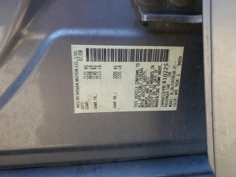 Aukcja sprzedaży 2009 Nissan Maxima, vin: 1N4AA51E49C810225, numer aukcji: 65213036