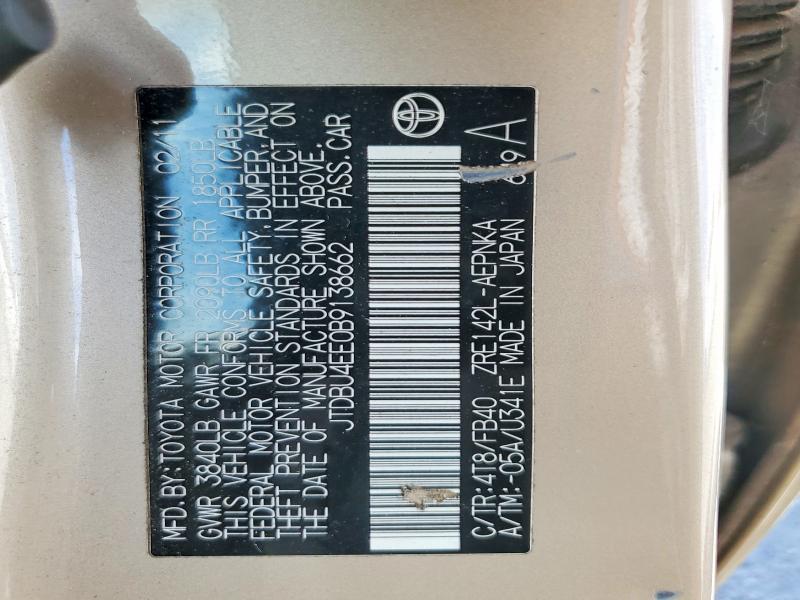 63425256 :رقم المزاد ، JTDBU4EE0B9138662 vin ، 2011 Toyota Corolla مزاد بيع
