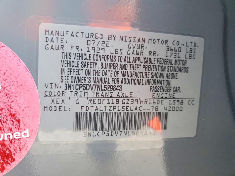 Aukcja sprzedaży 2022 Nissan Kicks, vin: 3N1CP5DV7NL529843, numer aukcji: 66637676