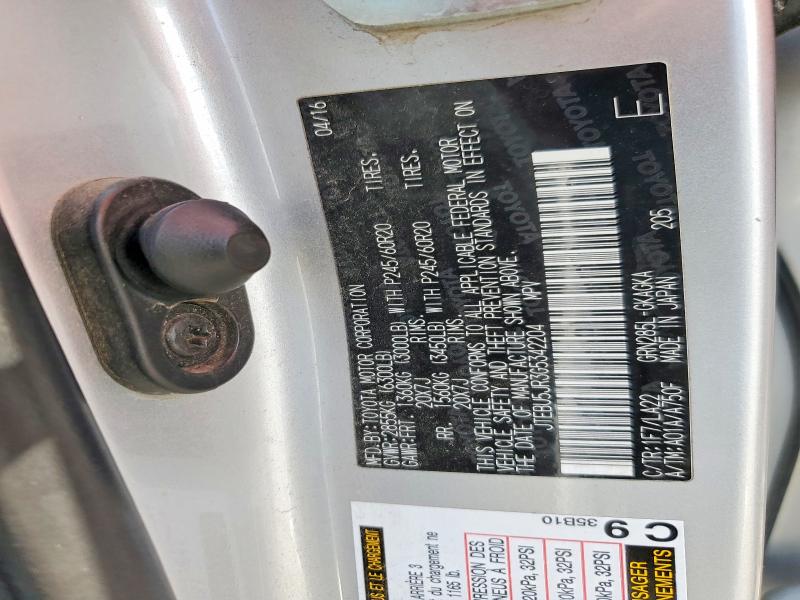 65557566 :رقم المزاد ، JTEBU5JR3G5342204 vin ، 2016 Toyota 4runner مزاد بيع
