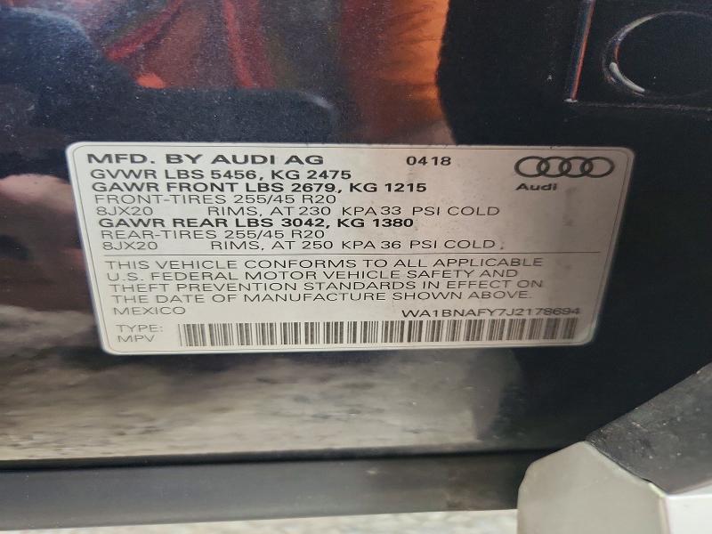 63993676 :رقم المزاد ، WA1BNAFY7J2178694 vin ، 2018 Audi Q5 مزاد بيع