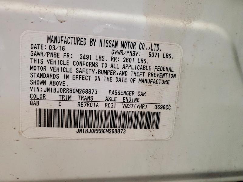 64120296 :رقم المزاد ، JN1BJ0RR8GM268873 vin ، 2016 Infiniti Qx50 مزاد بيع