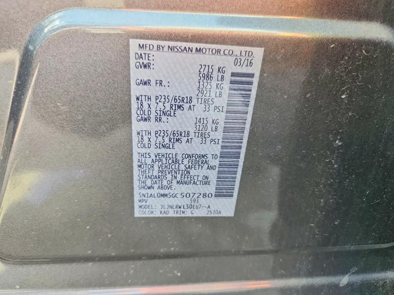 63259766 :رقم المزاد ، 5N1AL0MM5GC507280 vin ، 2016 Infiniti Qx60 مزاد بيع