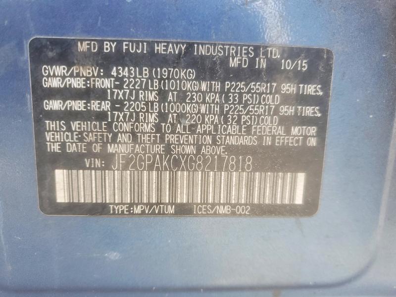 Продаж на аукціоні авто 2016 Subaru Crosstrek, vin: JF2GPAKCXG8217818, номер лоту: 63813146