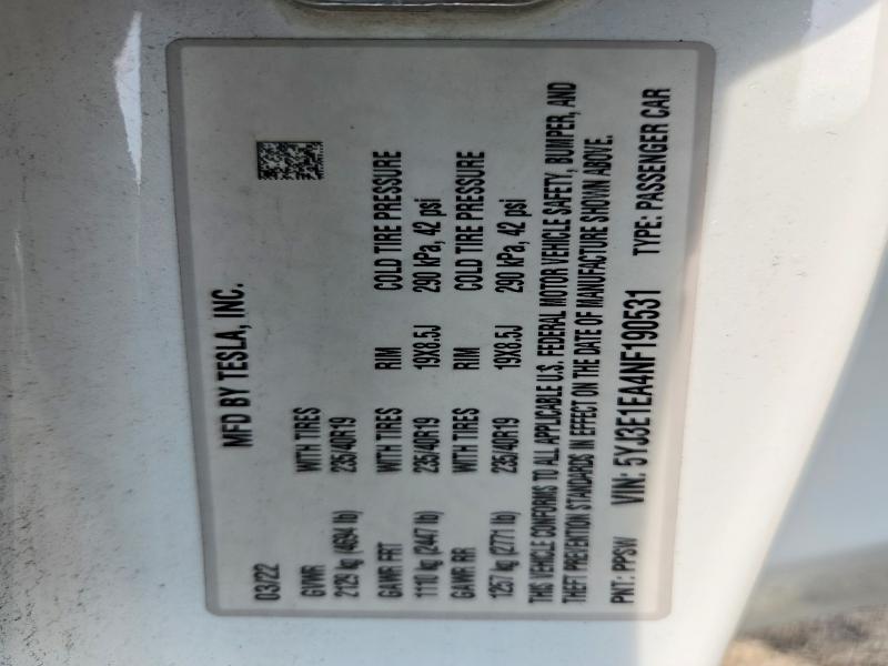 Aukcja sprzedaży 2022 Tesla Model 3, vin: 5YJ3E1EA4NF190531, numer aukcji: 64608296
