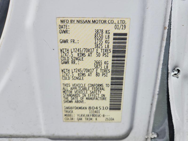 65093926 :رقم المزاد ، 1N6BF0KM6KN804510 vin ، 2019 Nissan Nv مزاد بيع