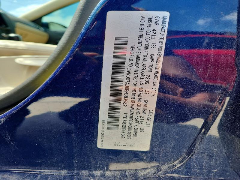 64102966 :رقم المزاد ، 3VWDX7AJ0BM383982 vin ، 2011 Volkswagen Jetta مزاد بيع