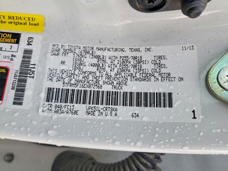 2014 Toyota Tundra მანქანა იყიდება აუქციონზე, vin: 5TFRM5F16EX072568, აუქციონის ნომერი: 64622786