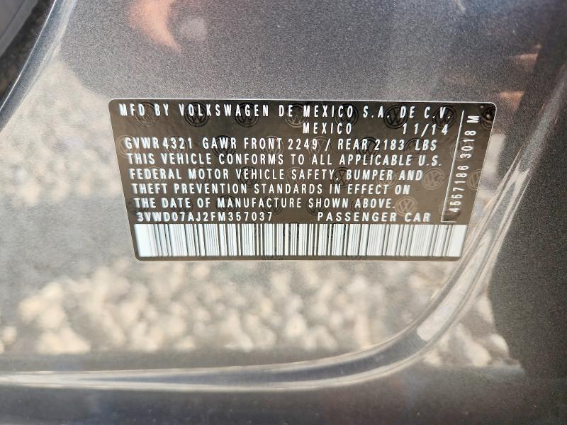 Продажа на аукционе авто 2015 Volkswagen Jetta, vin: 3VWD07AJ2FM357037, номер лота: 63358376