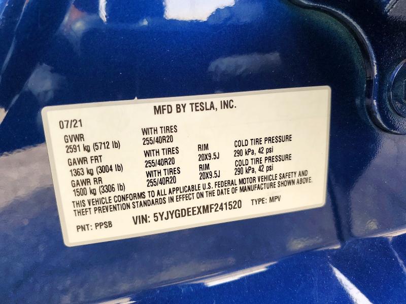 Продаж на аукціоні авто 2021 Tesla Model Y, vin: 5YJYGDEEXMF241520, номер лоту: 66978836