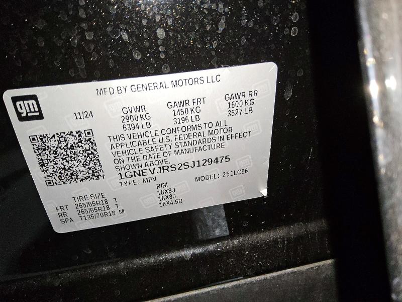 Aukcja sprzedaży 2025 Chevrolet Traverse, vin: 1GNEVJRS2SJ129475, numer aukcji: 65733316