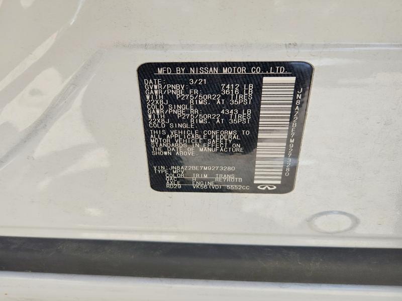 Продажа на аукционе авто 2021 Infiniti Qx80, vin: JN8AZ2BE7M9273280, номер лота: 63959096