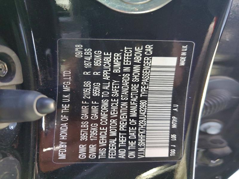 67300126 :رقم المزاد ، SHHFK7H29JU432980 vin ، 2018 Honda Civic مزاد بيع