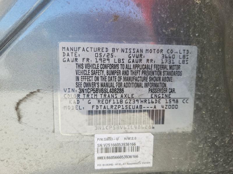 2025 Nissan Kicks Play მანქანა იყიდება აუქციონზე, vin: 3N1CP5BV6SL486286, აუქციონის ნომერი: 65558346