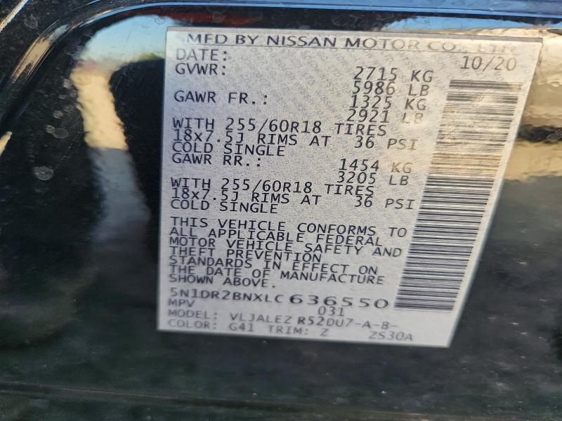 Продажа на аукционе авто 2020 Nissan Pathfinder, vin: 5N1DR2BNXLC636550, номер лота: 66830216