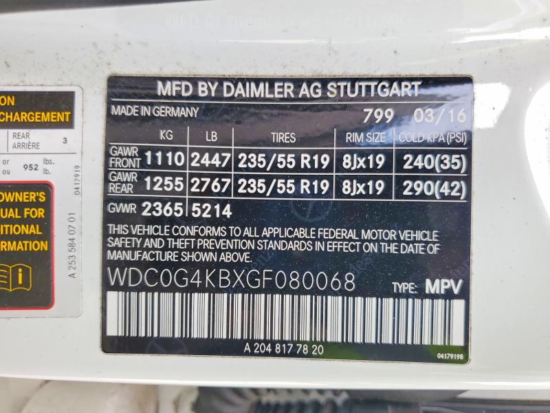 Продаж на аукціоні авто 2016 Mercedes-benz Glc, vin: WDC0G4KBXGF080068, номер лоту: 66719746