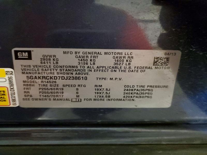 2013 Buick Enclave მანქანა იყიდება აუქციონზე, vin: 5GAKRCKD7DJ238610, აუქციონის ნომერი: 65312336