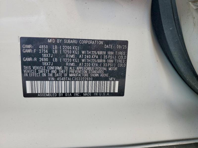 64102526 :رقم المزاد ، 4S4BTALC3S3322690 vin ، 2025 Subaru Outback مزاد بيع