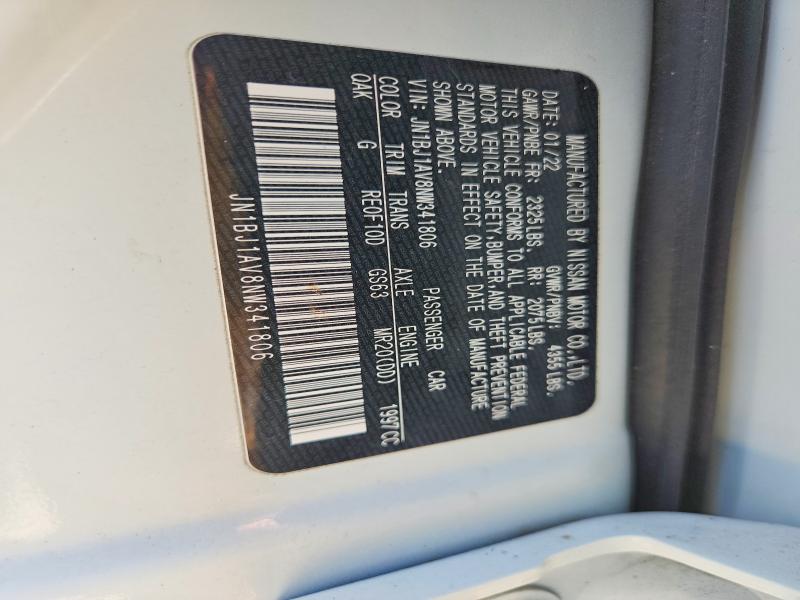 2022 Nissan Rogue Sport მანქანა იყიდება აუქციონზე, vin: JN1BJ1AV8NW341806, აუქციონის ნომერი: 66518526
