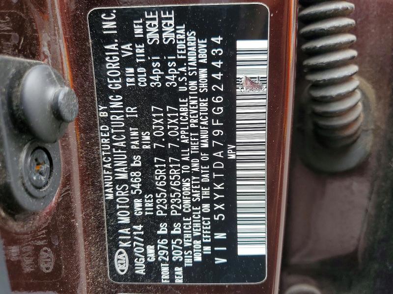 Aukcja sprzedaży 2015 Kia Sorento, vin: 5XYKTDA79FG624434, numer aukcji: 63637336