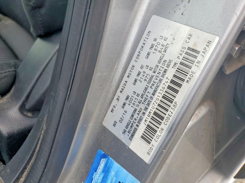 67199916 :رقم المزاد ، JM1BM1U72G1336747 vin ، 2016 Mazda 3 مزاد بيع