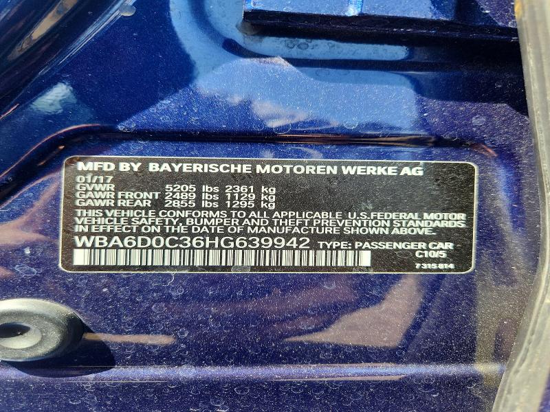 65026566 :رقم المزاد ، WBA6D0C36HG639942 vin ، 2017 Bmw 640 مزاد بيع