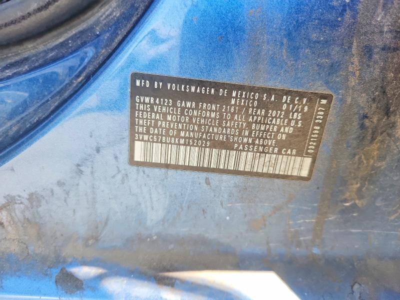 Auction sale of the 2019 Volkswagen Jetta, vin: 3VWC57BU8KM152029, lot number: 63642466
